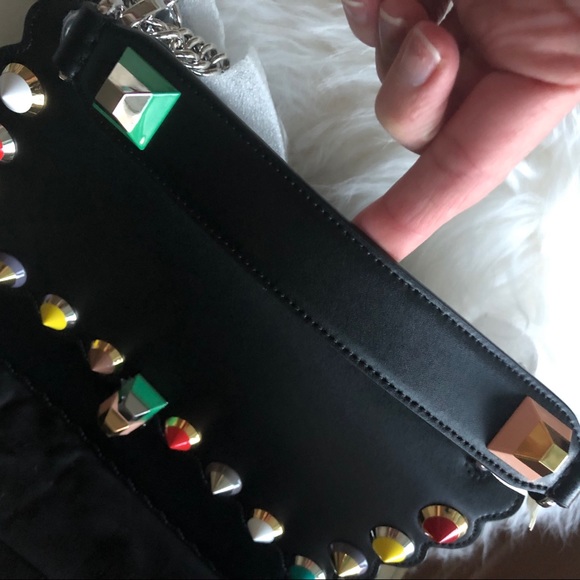 NEW Fendi Calfskin Studded Kan I Shoulder Bag - Picture 6 of 15